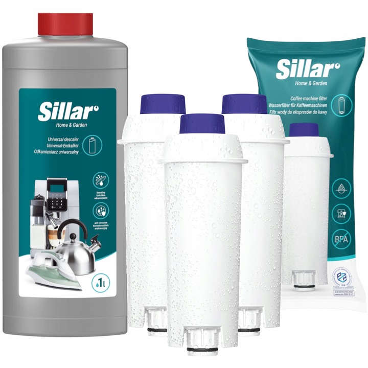 Odkamieniacz do ekspresu 1l + 3x filtr wody do ekspresu Delonghi -