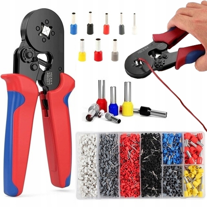 ZACISKARKA PRASKA DO KONEKTORÓW KABLI PRZEWODÓW 1800 SZT TULEJEK