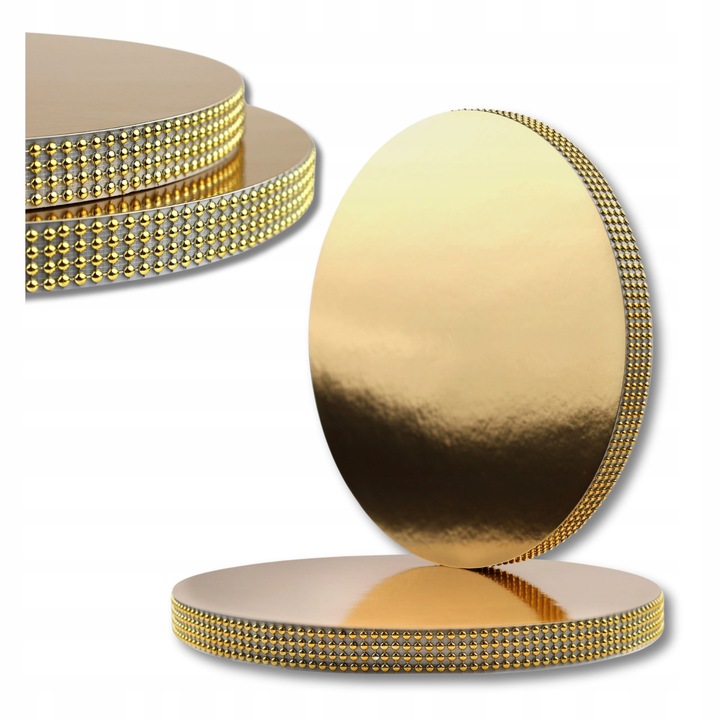 Podkład pod tort STYRODUR ZŁOTY 30 cm CEKINOWY BOK Gruby CakeDecor