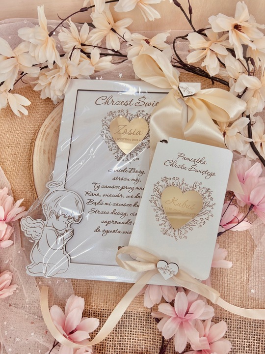 PAMIĄTKA CHRZTU ŚWIĘTEGO Z PERSONALIZACJĄ OBRAZEK + PUDEŁKO NA PIENIĄDZE