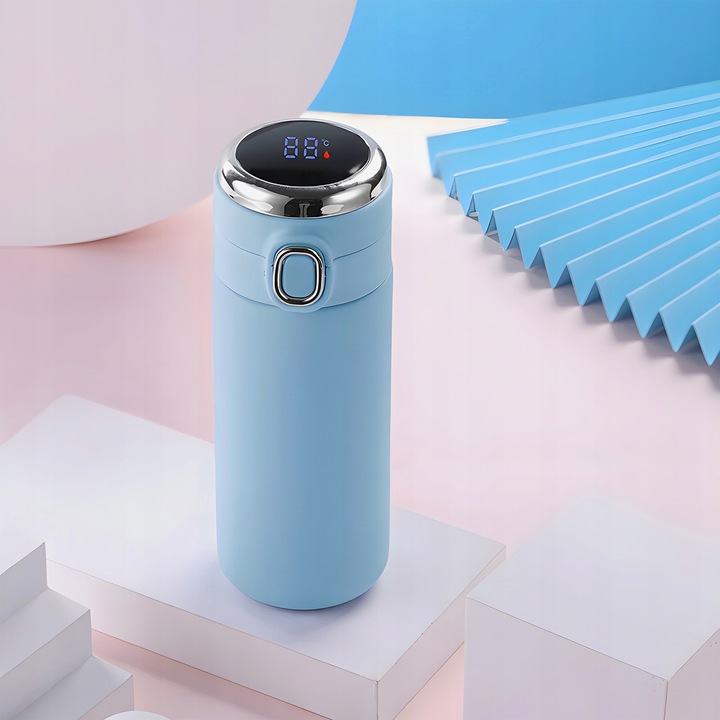 KUBEK TERMICZNY DUŻY TERMOS Z USTNIKIEM 420ML LCD SMART