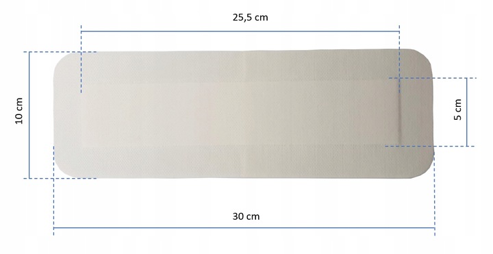 PLASTER Z OPATRUNKIEM STERYLNY NA RANY Z WKŁADEM CHŁONNYM 30x10cm 25szt
