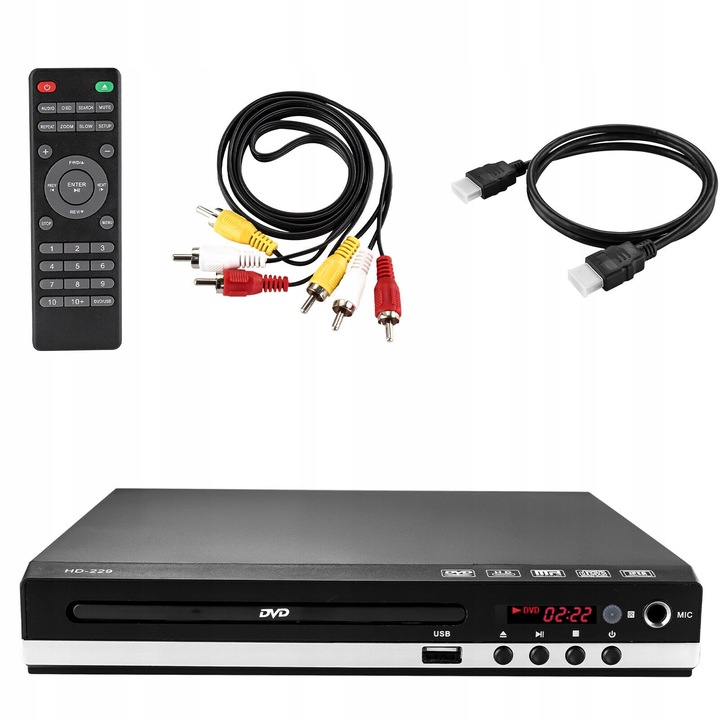 Odtwarzacz DVD Z Kabel HDMI RCA, Pilot Zdalnego Sterowania, System NTSC/PAL