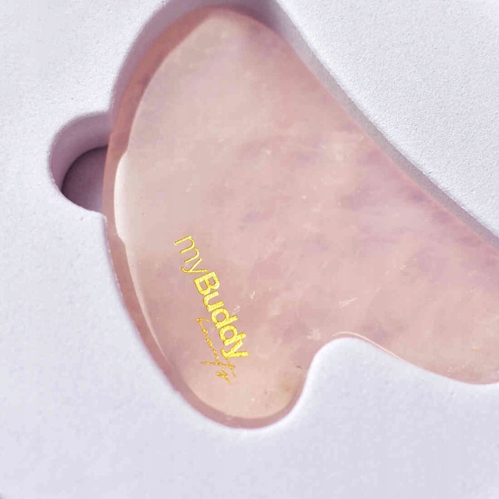 myBuddy Kamień Gua Sha do Masażu Twarzy Różowy Kwarc