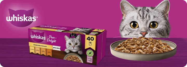 MOKRA KARMA WHISKAS DROBIOWE FRYKASY W GALARETCE 40X85G