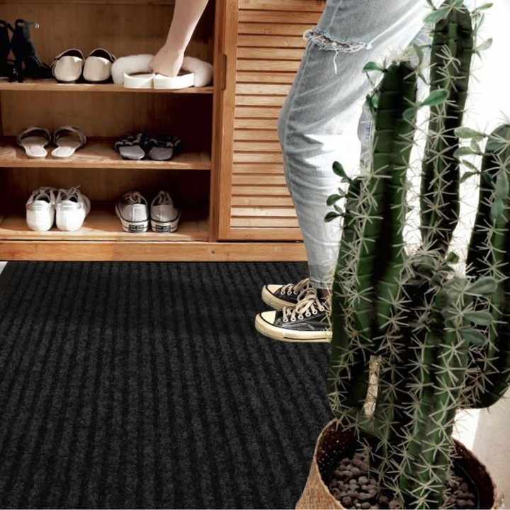 Wycieraczka mata do butów pod drzwi wejściowa czarna zewnętrzna 90x150cm
