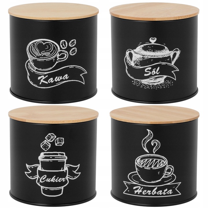 ZESTAW CHLEBAK METALOWY DESKA BAMBUSOWA + POJEMNIKI + MASELNICZKA Z NÓŻEM