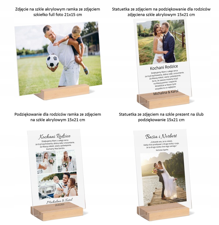 Podziękowanie prezent dla rodziców na ślub Wasze zdjęcie na szkle w 1 dzień