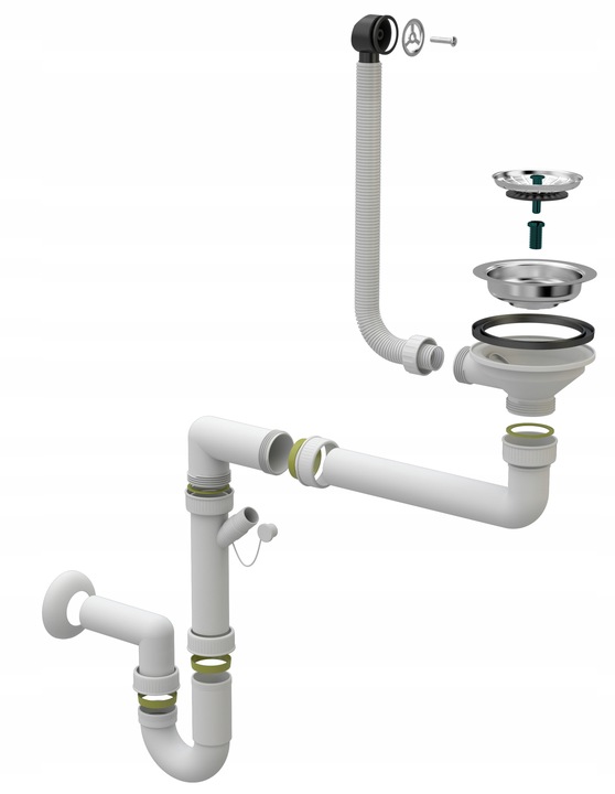 SYFON MANULANY JEDNOKOMOROWY PRZYŚCIENNY DO ZLEWU