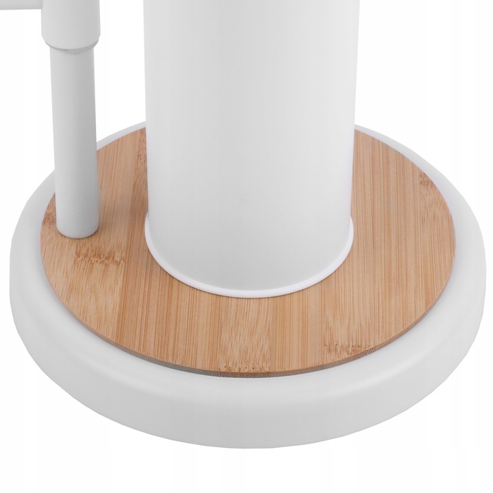 Stojak z uchwytem na papier toaletowy i szczotka do WC toalety biała bambus