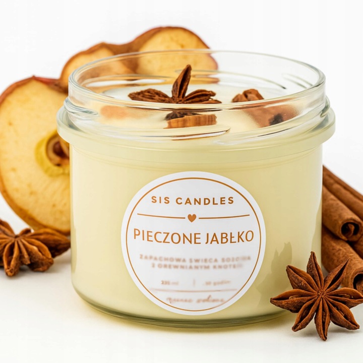 PIECZONE JABŁKO Zapachowa świeca sojowa ręcznie robiona jesienna