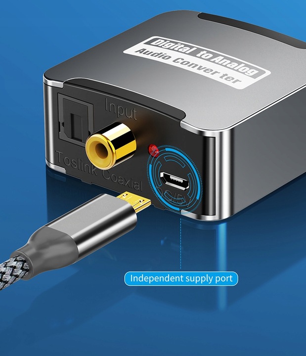 KONWERTER PRZEJŚCIÓWKA DAC ADAPTER OPTYCZNY COAXIAL TOSLINK DO 2x RCA