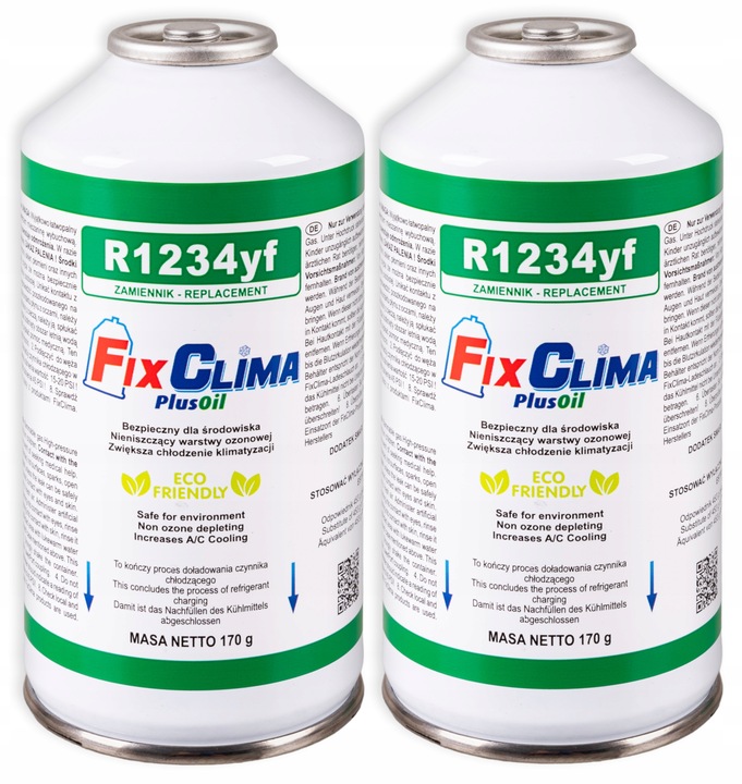 ZESTAW 2x GAZ DO NABIJANIA KLIMATYZACJI CZYNNIK CHŁODNICZY AUT R1234YF
