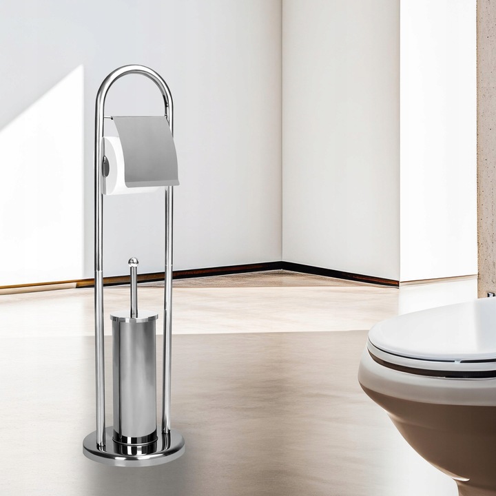 STOJAK UCHWYT NA PAPIER + SZCZOTKA DO WC ZESTAW STABILNY WYTRZYMAŁY MODNY