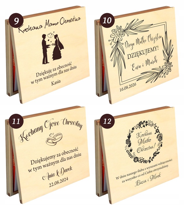 PODZIĘKOWANIE DLA RODZICÓW CHRZESTNYCH NA ŚLUB WESELE Z GRAWEREM IMIONA