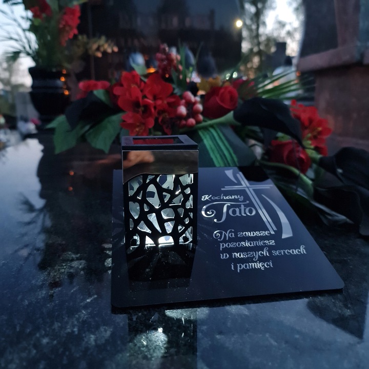 ZNICZ SOLARNY Wieczna Latarenka LED STATUETKA GRÓB lampka dla TATY