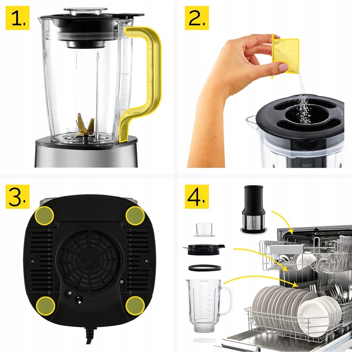 Blender kielichowy Automatyczny Tritan Yoer INOX 2,4L 2200W +Sito do soku