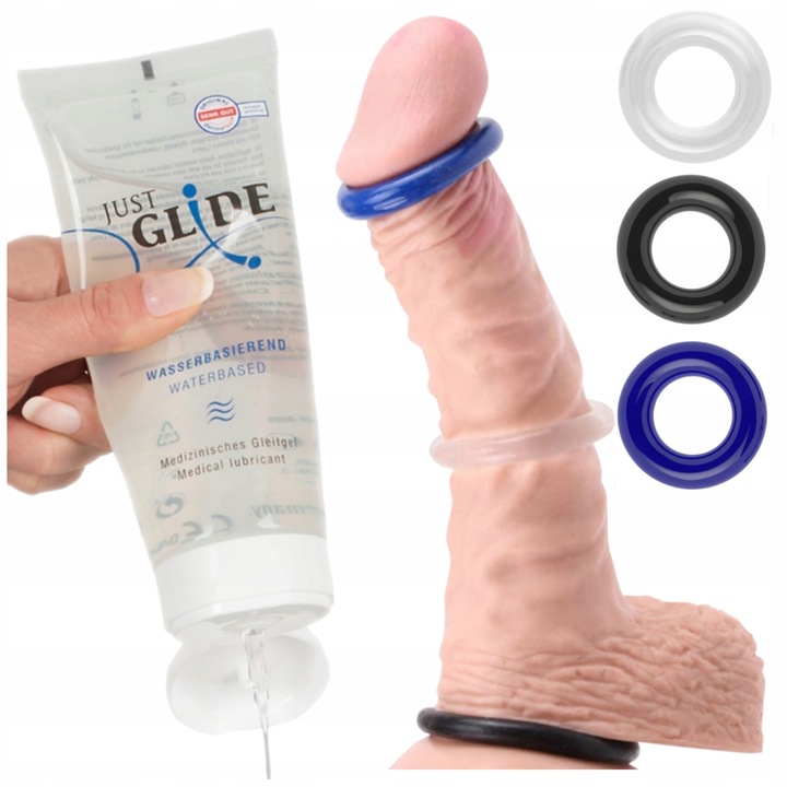 ŻEL INTYMNY LUBRYKANT nawilżający 200ml + ringi PIERŚCIENIE EREKCYJNE 3w1