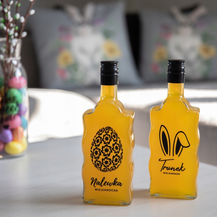 5x Butelki Szklane na WIELKANOC FALA 500ml z NADRUKIEM Na Likiery Nalewki