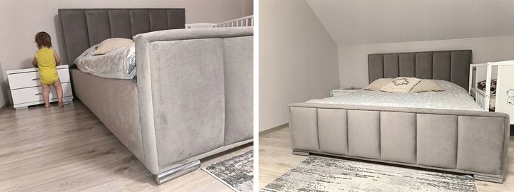 Łóżko 160x200 2 Zagłowia Panele Fancy Sypialnia_pl + POJEMNIK + STELAŻ