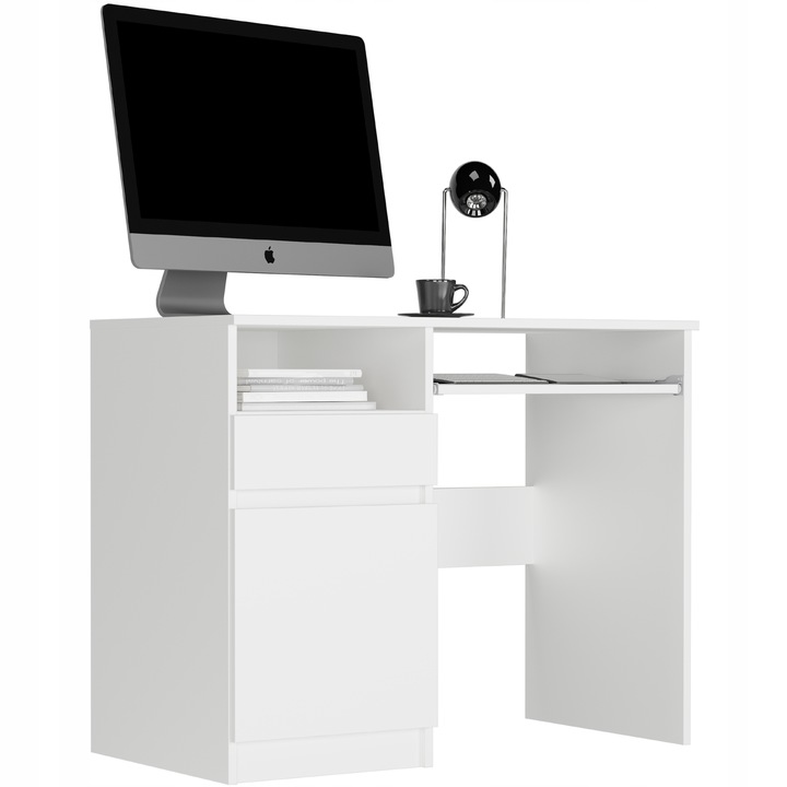 Meble biurko komputerowe stolik 96cm białe lewe N-35L