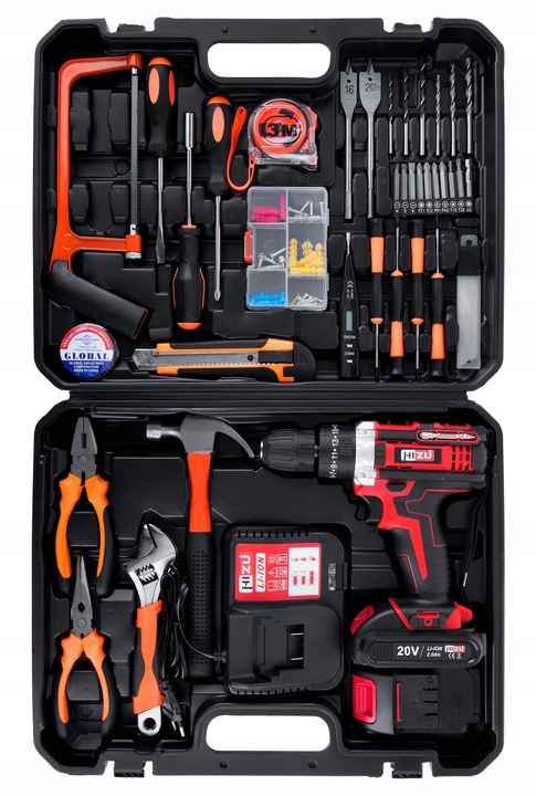 WIERTARKO WKRĘTARKA UDAROWA Z UDAREM ZESTAW NARZĘDZI +2xAKU +BITY