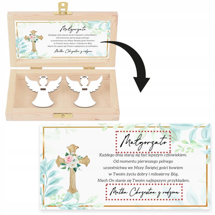 Pamiątka Pierwszej Komunii Świętej Prezent na Komunię Pudełko na pieniądze