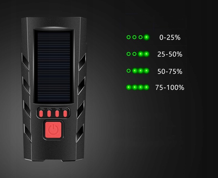 Lampa Rowerowa Lampka Solarna Na Kierownicę USB Zestaw Przód + Tył LED