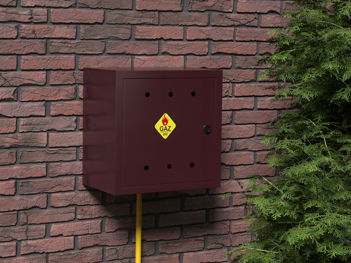 SKRZYNKA GAZOWA 60x60x25 SZAFKA STANDARD NA ZAWÓR GAZ KOLOR BRĄZOWY