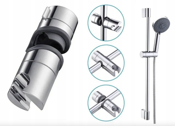 Uchwyt na słuchawkę do drążka prysznicowego m22/25 uniwersalny chrom