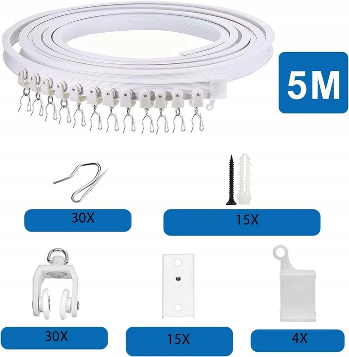 ELASTYCZNA SZYNA DO ZASŁON SUFITOWYCH ZAKRZYWIONY DRĄŻEK DO ZASŁON KARNISZ