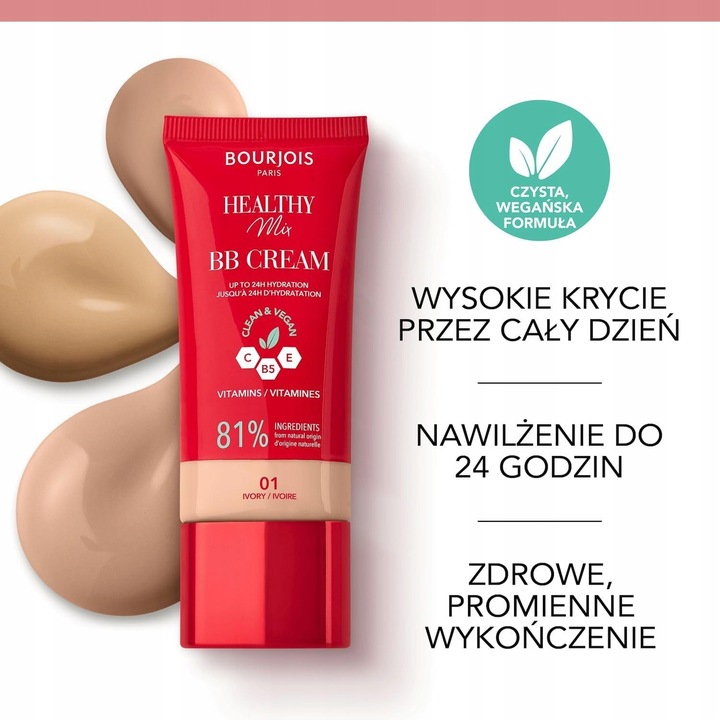 Bourjois Healthy Mix krem BB 002 Vanilla 30ml z kompleksem witamin C, E i B