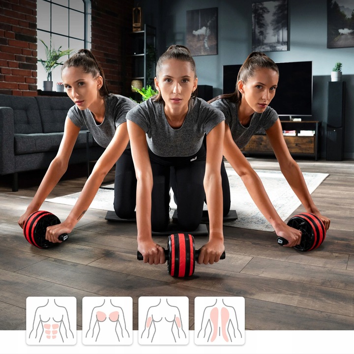 Kółko do ćwiczeń mięśni brzucha ab wheel z matą