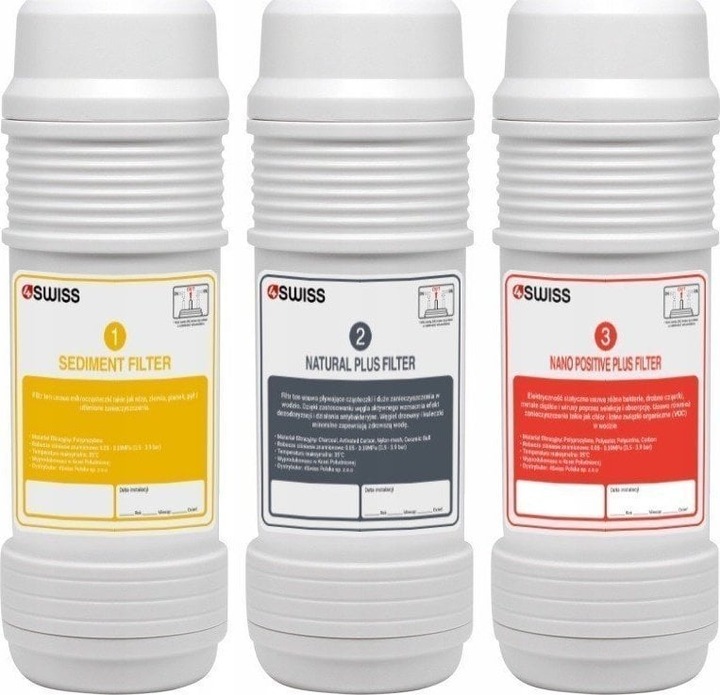 ZESTAW WKŁADÓW FILTRUJĄCYCH DO WODY 4SWISS 6 SZTUK 12 MIESIĘCY ROCZNY