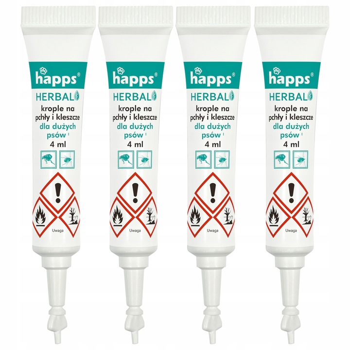 Krople na pasożyty pchły i kleszcze dla dużych psów (20-40kg) Happs 4x 4ml