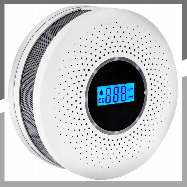 Czujnik czadu i dymu detektor tlenku węgla CO GAZU BEZPRZEWODOWY LCD