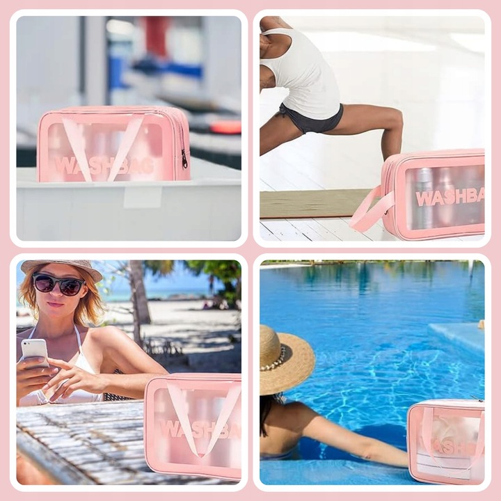 3x KOSMETYCZKA ZESTAW PODRÓŻNA TURYSTYCZNA PZEZROCZYSTA NA ZAMEK