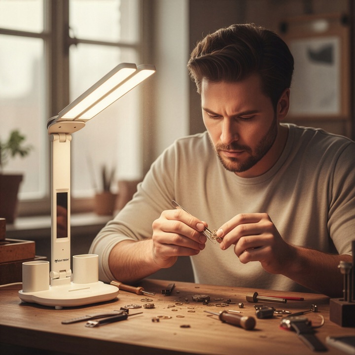 LAMPKA NA BIURKO LED PODWÓJNA BIURKOWA ZEGAR ORGANIZER TEMPERATURA