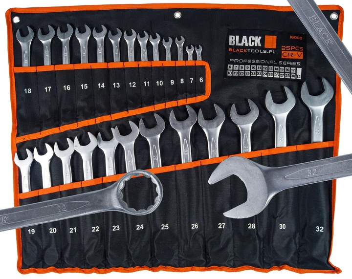 ZESTAW KLUCZY PŁASKO OCZKOWYCH 25 SZT 6-32mm DOUBLE POUCH COLD STEMP