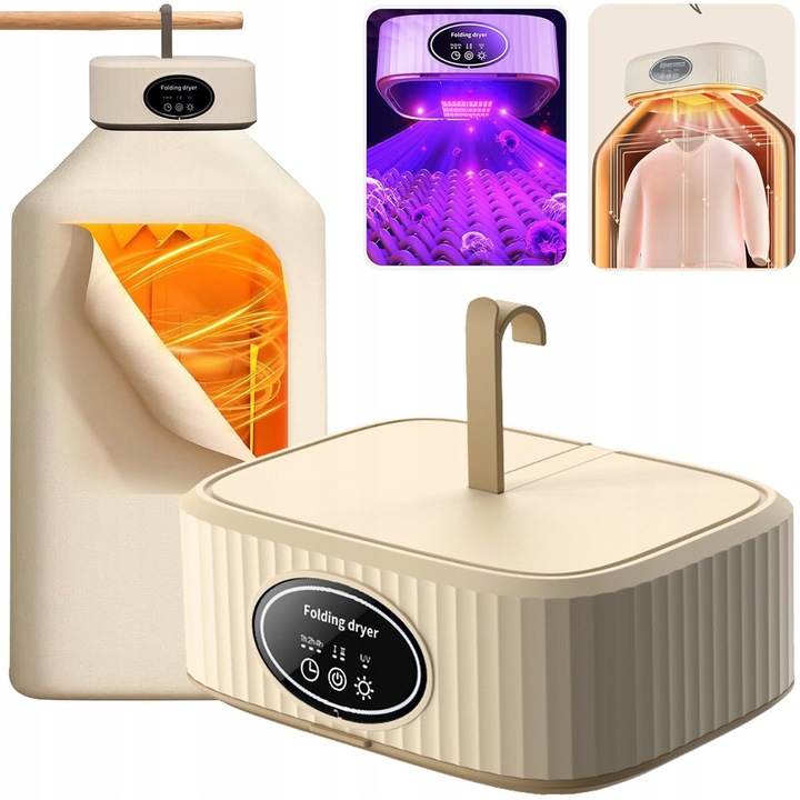 Przenośna Suszarka 600W Składana UV + Cicha 45dB Szybkoschnąca Do