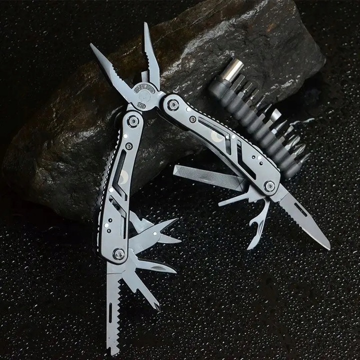 MULTITOOL NARZĘDZIE WIELOFUNKCYJNE SCYZORYK 21w1 ZESTAW BITÓW ETUI ZESTAW