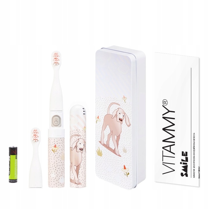 SZCZOTECZKA SONICZNA ELEKTRYCZNA DO ZĘBÓW DZIECI 3+ VITAMMY SMILE PIES+ETUI