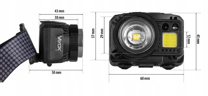 LATARKA CZOŁOWA LED CZOŁÓWKA AKUMULATOROWA MOCNA ZOOM USB C 500lm PRO VAYOX