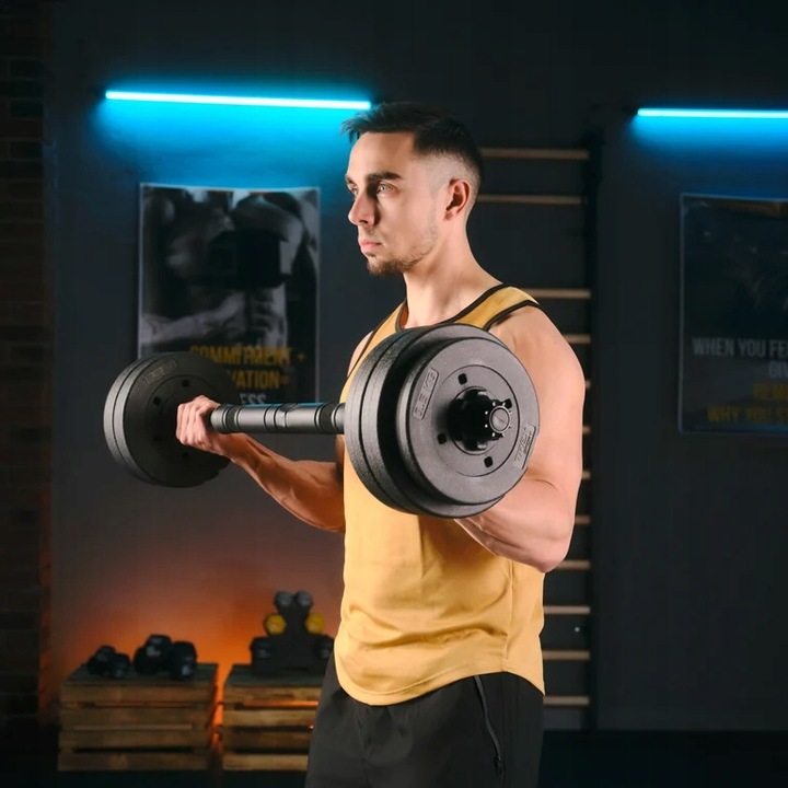 Hantle regulowane bitumiczne z gryfem 20kg zestaw hantli 2x10kg Trex