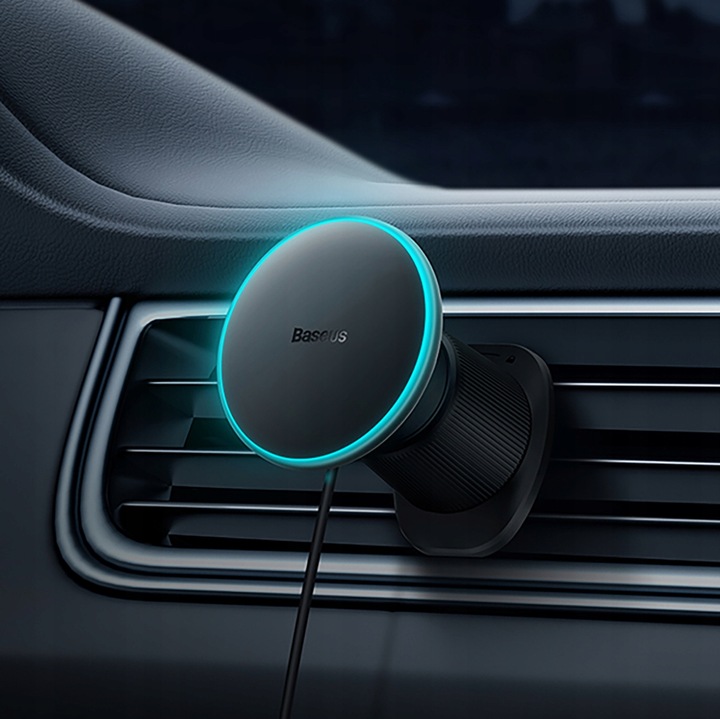 BASEUS MAGNETYCZNY UCHWYT SAMOCHODOWY Z ŁADOWARKĄ MAGSAFE DO IPHONE 15W