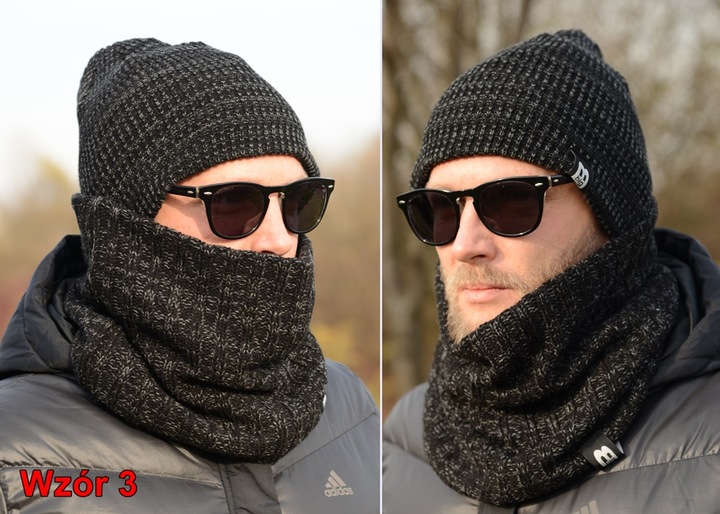 Ciepły POLSKI MĘSKI KOMPLET CZAPKA KOMIN zestaw szalik Tuba KOLORY k5