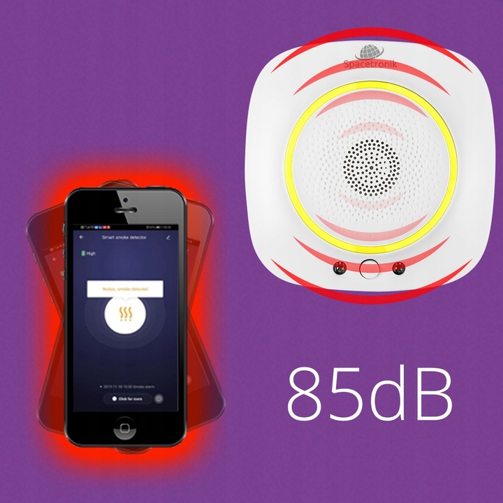 Czujnik czadu tlenku węgla CO Smart Life Tuya WiFi BEZPRZEWODOWY detektor