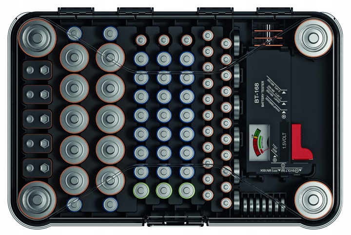 ORGANIZER NA BATERIE BATTERY BOX POJEMNIK KOSZYK NA BATERIE 85 SZT + TESTER