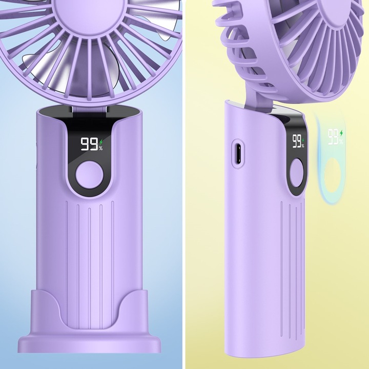 Wiatrak USB Cichy mini wentylator biurkowy ręczny 2400mAh TOPK K38