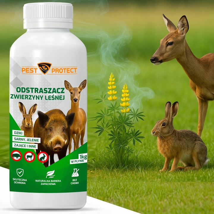 ODSTRASZACZ ŚRODEK NA DZIKI SARNY JELENIE ZAJĄCE PŁYN W PŁYNIE PEST